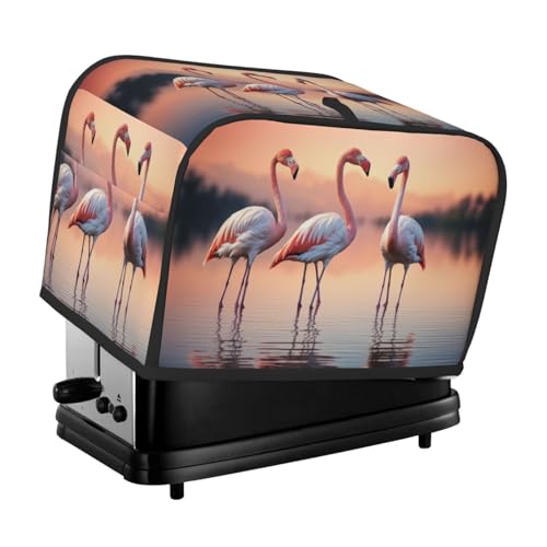 Waschbare Toaster-Abdeckung mit 2 Scheiben, vier Flamingos, staubdicht und maschinenwaschbar von HFDERW