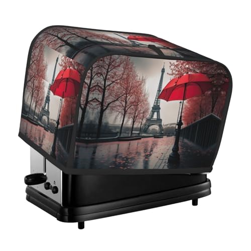 Waschbarer 2-Scheiben-Eiffelturm mit rotem Regenschirm, Toaster-Abdeckung mit Taschen, staubdicht und maschinenwaschbar von HFDERW
