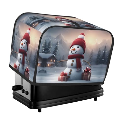 Waschbarer 2 Scheiben Merry Christmas süßer Schneemann 1 Toaster-Abdeckung mit Taschen, staubdicht und maschinenwaschbar von HFDERW