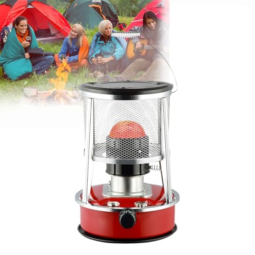 9000 Btu Petroleumheizung for Den Innenbereich, Edelstahl, Nicht Elektrische Heizung, Tragbare Zeltheizung for Camping Im Freien, Geeignet for Camping, Jagd, Kochen, Zuhause, Garage(Red) von HFDJRWK