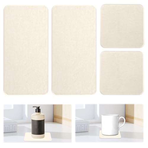 4 Stück Wasserabsorbierende Kieselgur Untersetzer für Spüle, Abtropfmatte, Seifenspender Platte, Badezimmertablett - Stein für Küche und Badezimmer von HFDONGL