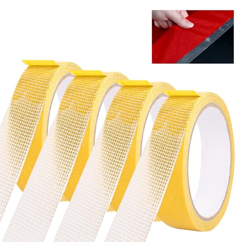 HFDONGL 4 Rolls Doppelseitiges Klebeband Extra Stark Teppich Klebeband 2.5 cm x 10m Klebeband Doppelseitig Teppichklebeband Doppelseitig Teppichkleber für Küche Zuhause Schule oder Outdoor von HFDONGL