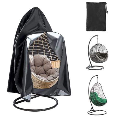 Hängesessel Abdeckung Gartenmöbel Abdeckung Winterfest mit Reißverschluss Kordelzug UV Anti Abdeckung Gartenmöbel Schutzhülle Schwingsessel Abdeckhaube für Hängesessel Egg Swing Chair (190 x 115cm) von HFDONGL