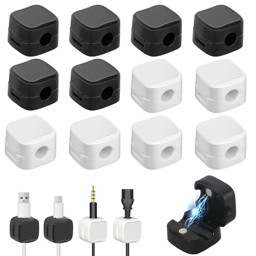 Kabelhalter Selbstklebend Kabelclips Selbstklebend 12 Stück Kabelmanagement Kabelhalter Magnetisch Kabelklemmen für Schreibtisch Nachttisch Küchengeräte von HFDONGL