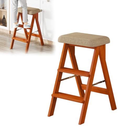 HFDTS Massivholzleiterhocker, Klapphocker for den Haushalt, Leiter, Küchenhoch, Dreistufige Kletterleiter, Multifunktionale Bar mit doppeltem Verwendungszweck HFDTS Massivholzleiterhocker, Klapphocker for den Haushalt, Leiter, Küchenhoch, Dreistufige Kletterleiter, Multifunktionale Bar mit doppeltem Verwendungszweck von HFDTS
