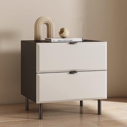 Bettendtisch mit Schubladen, Fester Holz Nachttisch mit Lederoberfläche und Hardware -Beinen Ende, für Schlafzimmer Wohnzimmer (Größe: 19.68 * 15,74 * 19.68in), weiß weiß FANDIAO von HFERTSCN