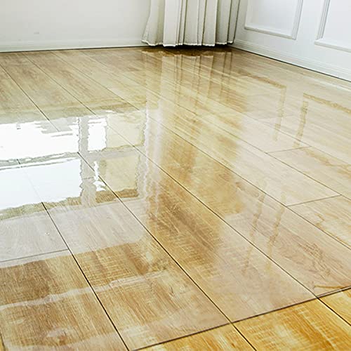 Clear Schreibtischstuhl Matte für Hartholzböden Transparent PVC Teppichschutz für Büro- und Heimeingangshalle Schlafzimmer Computer Schwenkstuhl Matte wasserdichte Tischdecke für Kaffeetisch 90x90 cm von HFERTSCN