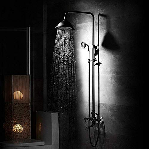 Dusche All-Copper Badezimmer Schwarz Bronze Dusch Set Europäisch- Retro Duschkopf Wasserhahn Heben Rotary Dusche Wasserhahn fester Duschköpfe Badezimmer Dusche h FANDIAO von HFERTSCN