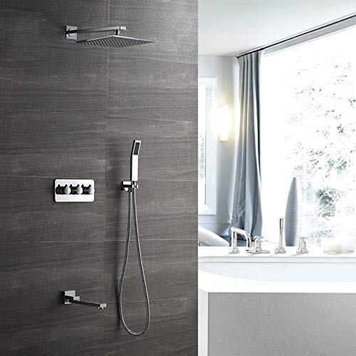 Dusche verborgene Duschdusche Wasserhahn in die Wand mit drei fünftem Coper vorgefestigtem Box und kaltes Duschset Cartic Bad Duschkopf FANDIAO von HFERTSCN