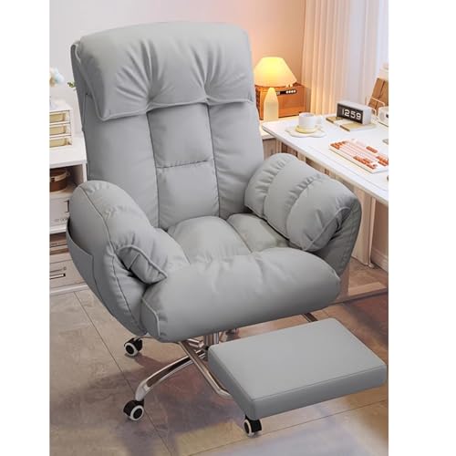 Ergonomischer Bürostuhl mit hoher Rückenlehne mit Pedalen einstellbar 90-140 ° Recline COMPOED Computer Desch Deck STUHR für Home Office Stylish Grey Design FANDIAO von HFERTSCN