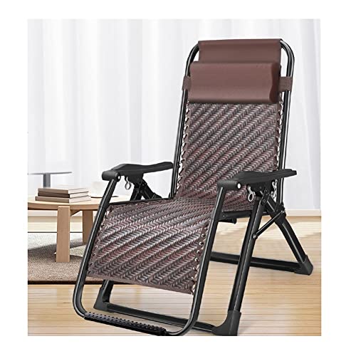 HFERTSCN Außenterrasse Chaise Lounge Stuhl Verstellbare Liegeklapppool -Liege mit Kissen und Becherhalter für Pool -Deck Gartenstahl Rahmen gewebter Rattan und gewebter Rattan (Farbe: braun) FANDIAO von HFERTSCN