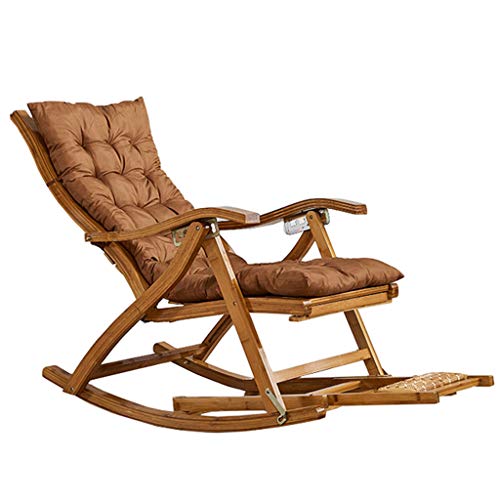 HFERTSCN Bambusholz -Camping -Schaukelstuhl gepolsterte Klappartikelstuhl Hochleistungsunterstützung 150 kg für Garten im Freien im Garten im Freien (Brown B) Outdoor Garten FANDIAO von HFERTSCN