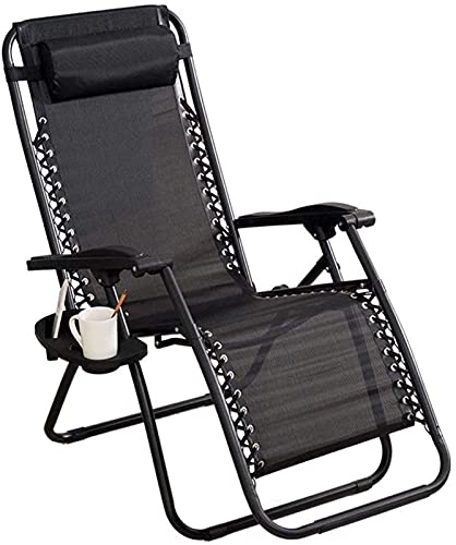 HFERTSCN Deckstuhl Liegestütze Liegestütze Deckstühle Strand Sonne Liege Liegestühle in schwarzem Wetterfest mit kostenlosen Beistelltisch/Tasse Hold FANDIAO von HFERTSCN