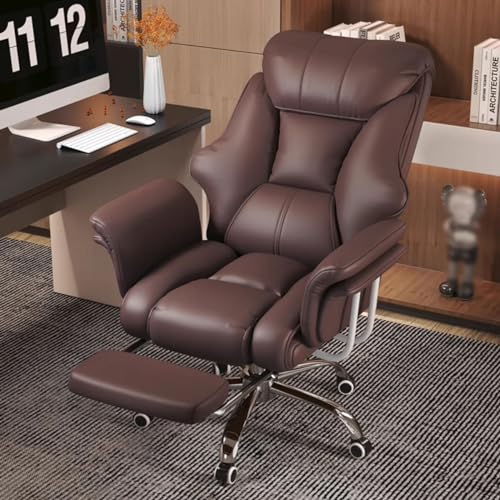 HFERTSCN Ergonomic High Back Executive Office Desk Stuhl mit Lederpolsterverstellbares Height -Schwenkfunktion und Latexsitzpolster bequemer Bosse Stuhl für Zuhause oder Büro (Kaffee/B) FANDIAO von HFERTSCN