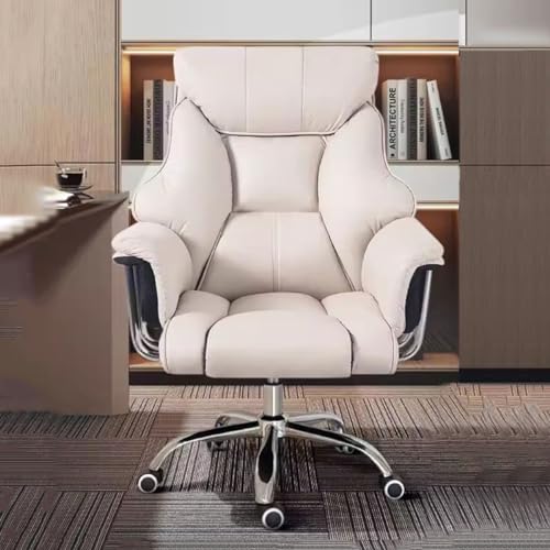 HFERTSCN Ergonomic High Back Executive Office Stuhl mit geschwenketer Verstellbarer Höhe Leder Polster Latex Sitzpolster weiß/a FANDIAO von HFERTSCN