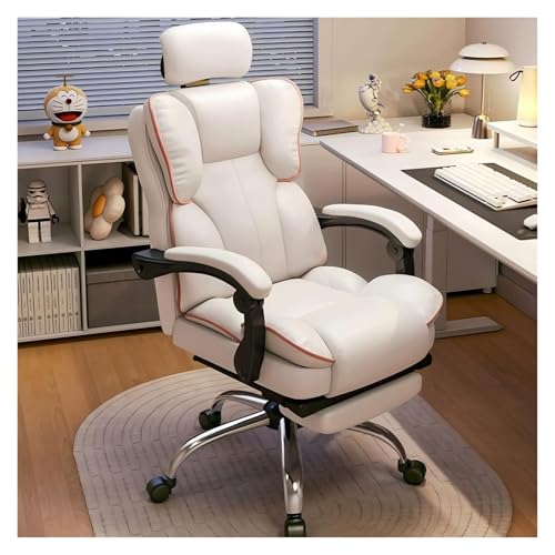 HFERTSCN Ergonomic Office Chair mit Lumbalunterstützung Verstellbares hochranges Dreh -Design -Leder -Finish (Black White & Pink Schwamm) - ideal für den Computergebrauch FANDIAO von HFERTSCN