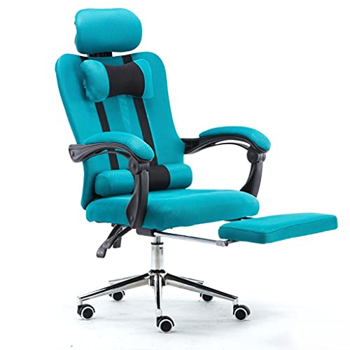 HFERTSCN Ergonomic Racing Style Office Schreibtischstuhl mit atmungsaktivem Stoff liegend Gaming -Stuhl mit Footstütze High Back Lounge Stuhl für Büro- und Heimnutzung Blau Farbe FANDIAO von HFERTSCN