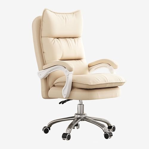 HFERTSCN Ergonomisch großer und großer Home -Office -Stuhl mit Rädern für Erwachsene Höhenverstellbare Schreibtischstuhl mit dickem Rücken und Armlehne für Spiele (beige Größe: ohne) FANDIAO von HFERTSCN