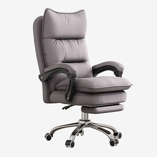HFERTSCN Ergonomisch großer und großer Home -Office -Stuhl mit Rädern und Armlehnenhöhe Verstellbarer Schreibtischstuhl für Erwachsene Dicker Rücken und bequemer Sitzgrau (mit Fußschemel) FANDIAO von HFERTSCN