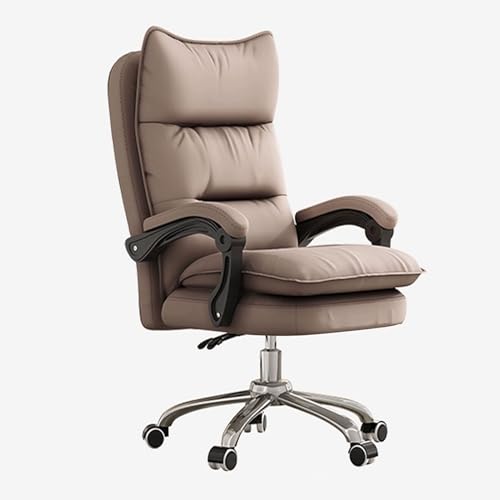 HFERTSCN Ergonomisch großer und großer Home -Office -Stuhl mit dickem Rücken und Rädern Höhenverstellbarer Schreibtischstuhl für Erwachsene Spielstuhl mit Armlehne (braune Größe: ohne) FANDIAO von HFERTSCN