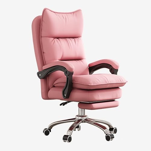 HFERTSCN Ergonomisch großer und großer Spielstuhl mit Rädern für Erwachsene Höhenverstellbare Schreibtischstuhl mit Dicker Rückenarmlehne und Fußschemel (Pink) FANDIAO von HFERTSCN