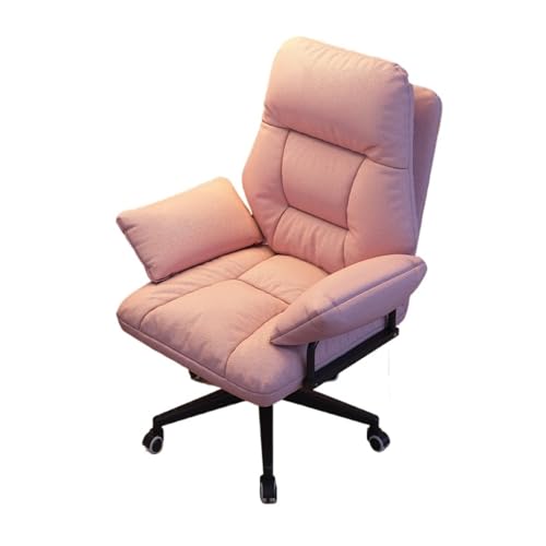 HFERTSCN Ergonomischer Bürostuhl mit Fußstütze liegende Spielstuhl Moderner Schreibtischstuhl für Schlafzimmer Wohnzimmer & Heimbüro Grau (rosa Akzente) FANDIAO von HFERTSCN