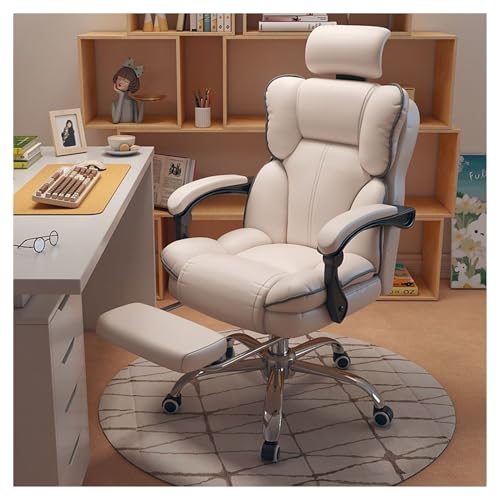 HFERTSCN Ergonomischer Bürostuhl mit lumbaler Support Verstellbarer Rückenlehne High Computerstuhl Schwenk Leder Design Footstütze Schwarz -Weiß -Grau -Schwammtyp FANDIAO von HFERTSCN
