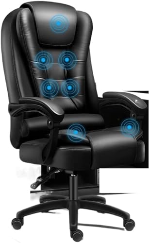 HFERTSCN Hohe Rückenleder -Bürostuhl mit rotbarem Latexpolsterfootder und Massagematte bequemer Managementstuhl für Café -Spiele und -Arbeit (Farbe: Latex -MAT -Massage a) FANDIAO von HFERTSCN