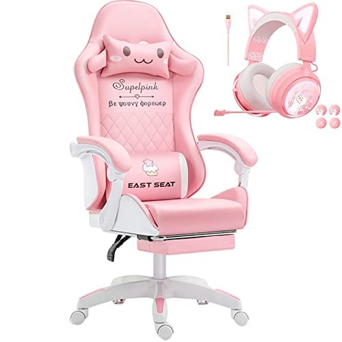 HFERTSCN Hoher Rücken -Leder -Rennstuhl mit Verstellbarer Rückenlehne und Fußstütze Ergonomisches Design geeignet für Büroschlafzimmer Computer Desk Pro Gaming Stuhl in Hellrosa Farbe FANDIAO HFERTSCN Hoher Rücken -Leder -Rennstuhl mit Verstellbarer Rückenlehne und Fußstütze Ergonomisches Design geeignet für Büroschlafzimmer Computer Desk Pro Gaming Stuhl in Hellrosa Farbe FANDIAO von HFERTSCN