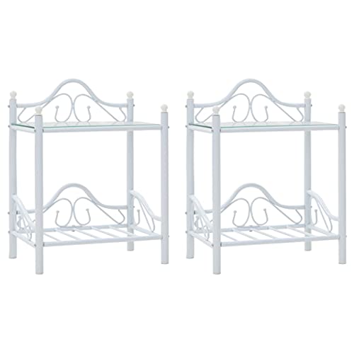 HFERTSCN Home & Garten-Bett-Tische 2pcs Stahl und getempertes Glas 45 x 30,5 x 60 cm weiße Auswahl FANDIAO HFERTSCN Home & Garten-Bett-Tische 2pcs Stahl und getempertes Glas 45 x 30,5 x 60 cm weiße Auswahl FANDIAO von HFERTSCN