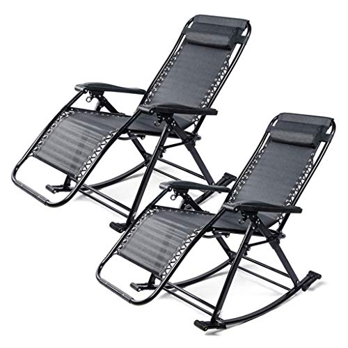 HFERTSCN Klapperne Schaukelstühle Einstellbare Patio Lounge Liegestuhl mit Kissenunterstützung 330 lbs (schwarz) - 2 -Set von 2 FANDIAO von HFERTSCN