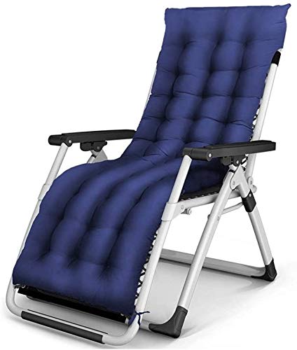 HFERTSCN Lounge Stuhl, Sun Lounger Gartenstühle Garten Sonne Lounger Liege Klappbett Stuhl Multifunktionale Büro Single tragbares Heimsista -Bett (mit blauem Baumwollpolster) FANDIAO von HFERTSCN
