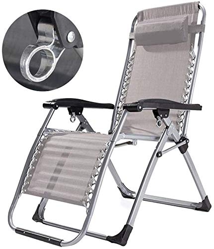 HFERTSCN Lounge Stuhl, Sun Lounger Heavy Dut Null -Schwerkraft -Liegestuhl mit Tasse und Telefonhalter, Garten Außenterrasse Sun Liegestuhl, Klappstuhl Strand Strandstuhl (Grau) FANDIAO von HFERTSCN