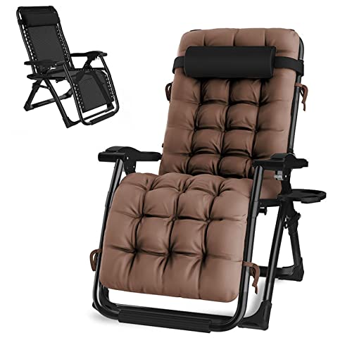 HFERTSCN Lounge Stuhl, Sunloungers Liegender Sonnenliege Faltbarer Schwerkraftstuhl Stabile extra breite ergonomische Terrasse Liegeklapperliegerlieder Stuhlladung mit 200 kg (Brown Pad) FANDIAO von HFERTSCN