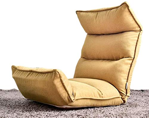 HFERTSCN Lounge Stuhl Leichte Campingstühle Gartenlieger Klappstuhl Sofa Stuhl 14-Gang Verstellbarer Bodenstuhl Klafte Faule Mode Lounge Stuhl Rückenlehne (Farbe: Gelb) Interessant FANDIAO von HFERTSCN
