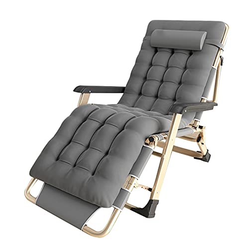 HFERTSCN Lounge Stuhl Recline gepolstertes Falten für Rasenflächen im Freien Deck Patio Camping Beach Yard (grau) FANDIAO von HFERTSCN