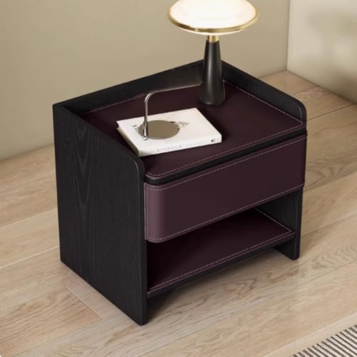 HFERTSCN Massivholz Nachttisch mit Lederoberfläche, Nachttisch mit Schublade, Holzaufbewahrungsbett Endtisch sparen Platz für Schlafzimmer Wohnzimmer, lila, 50 x 40 x 50 cm FANDIAO HFERTSCN Massivholz Nachttisch mit Lederoberfläche, Nachttisch mit Schublade, Holzaufbewahrungsbett Endtisch sparen Platz für Schlafzimmer Wohnzimmer, lila, 50 x 40 x 50 cm FANDIAO von HFERTSCN