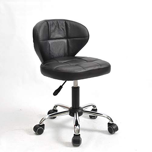 HFERTSCN Moderner Task -Office -Stuhl mit echtem Ledersitz Verstellbarer Schwenkstuhl mit Rückenlehne und Rädern Höhe einstellbar 42 52 cm (schwarz) FANDIAO von HFERTSCN