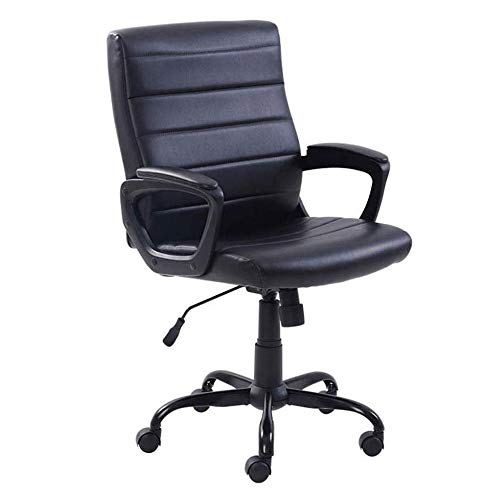 HFERTSCN Moderner schwarzer Leder -Bürostuhl Schwenkstuhl Ergonomic Computer Desk Chair mit Rädern für kleine Raum FANDIAO von HFERTSCN