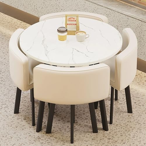 HFERTSCN Moderner weißer Esstisch für Büroempfangsgeschäfte und Besprechungen kleine runde Tische ideal für Bürogeschäft Hotel Lobby Lounge Wohnzimmer und Küche FANDIAO HFERTSCN Moderner weißer Esstisch für Büroempfangsgeschäfte und Besprechungen kleine runde Tische ideal für Bürogeschäft Hotel Lobby Lounge Wohnzimmer und Küche FANDIAO von HFERTSCN