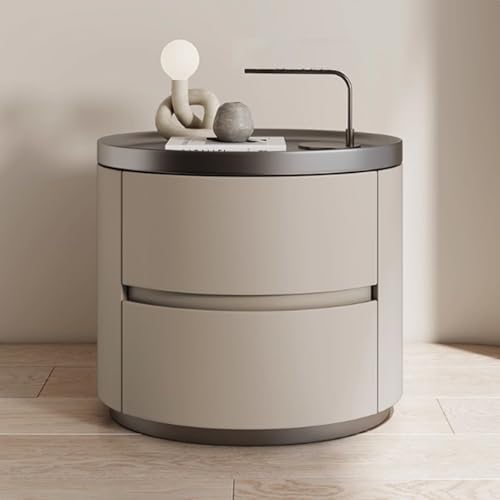HFERTSCN Nachttisch im Creme Stil, ovale Form einfacher Luxus -Nachttisch für Schlafzimmer, Leder und 2 Rohgeräte, stille Schienen, Bett Side End Tisch für Wohnzimmer, Khaki FANDIAO HFERTSCN Nachttisch im Creme Stil, ovale Form einfacher Luxus -Nachttisch für Schlafzimmer, Leder und 2 Rohgeräte, stille Schienen, Bett Side End Tisch für Wohnzimmer, Khaki FANDIAO von HFERTSCN