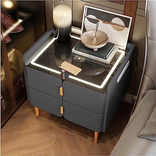 HFERTSCN Nachttische Smart LED-Nachttisch mit Ladestation, 2-Schicht-Festholzschublade, Anti-Droge-Kantenrahmen, doppelseitiger USB-Sockel, Lagerschrank/D FANDIAO HFERTSCN Nachttische Smart LED-Nachttisch mit Ladestation, 2-Schicht-Festholzschublade, Anti-Droge-Kantenrahmen, doppelseitiger USB-Sockel, Lagerschrank/D FANDIAO von HFERTSCN