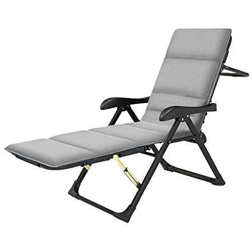 HFERTSCN Patio Lounge Liege Faltungsstützen 441 Pfund Utility Camping COT Einstellbarer Liegesitz Vollgepolsterte Fischereibett Schwerleistungs tragbarer Liegestuhl (Grau) FANDIAO von HFERTSCN