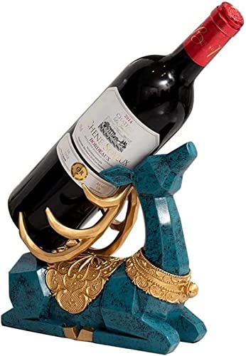 HFERTSCN Rotweinregal Setzen Sie Stück, Desktop Weinregal, Statue Art Ornament Desktop Skulptur Weinregal Kreativ Moderne Hirschweinregal Setzen Sie Stück Wohnzimmerdekor (blau) FANDIAO von HFERTSCN