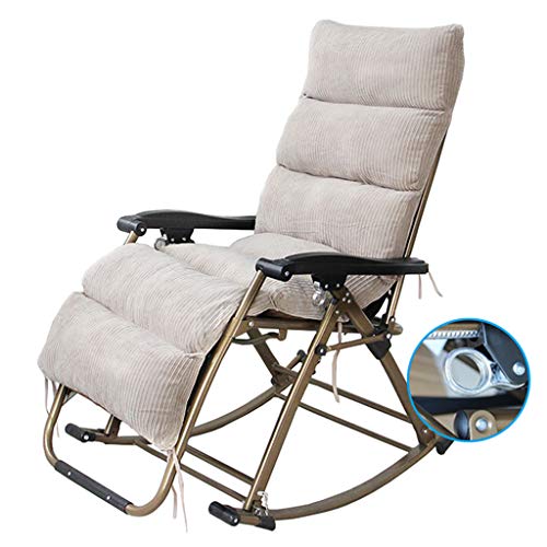 HFERTSCN Schaukelstuhl im Freien im Freien Campingverriegelungsstuhl Stuhl mit gepolstertem Pool Yard Beach, Max. Laden Sie 250 kg (Beige) FANDIAO von HFERTSCN