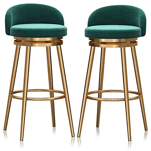 HFERTSCN Schwenkbarer Metallhocker -Set mit 2 samtgrünen Sitz und Gold Rahmen Haus Küchenküche Esszimmer Barhop mit Fußstütze 75 cm Höhe für Büro und Empfang FANDIAO von HFERTSCN