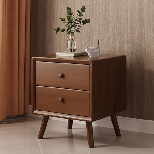 HFERTSCN Side End -Nacht -Tischset, Nachttisch für Schlafzimmer mit 2 Holzschublade, Nachtständer stille Schienenmöbel, für kleine Raumschrank (Farbe: Brown 2pc) FANDIAO von HFERTSCN