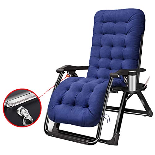HFERTSCN Stuhl mit Zero Gravity mit Blauer Kissen Patio Lounge Stuhl, verstellbare Klappstühle mit Tassenhalter für Camping Beach Deck im Freien max.330 lb FANDIAO von HFERTSCN