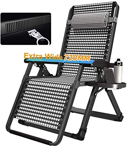 HFERTSCN Sun Lounger Gartenstühle Übergroße Schwerkraft Patio Lounger Komfortabler Gartenbüro im Freien im Freien, der tragbare Home Lounge Stuhl faltet, unterstützt 200 kg (Farbe, schwarz), Gitter von HFERTSCN