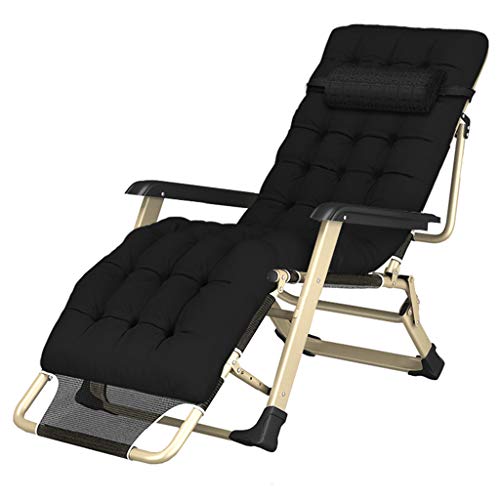 HFERTSCN Sun Lounger Liegestühle Heavy Dut Dull Zero Gravity Chairs mit Kissen | Garten im Freien Patio Lounge Liege | Faltungsliegerstühle max.250 kg- schwarz FANDIAO von HFERTSCN